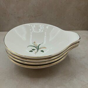 Edwin Knowles Set of 4 Lugged Bowls Vintage 1940s Forsythia Earthenware RARE